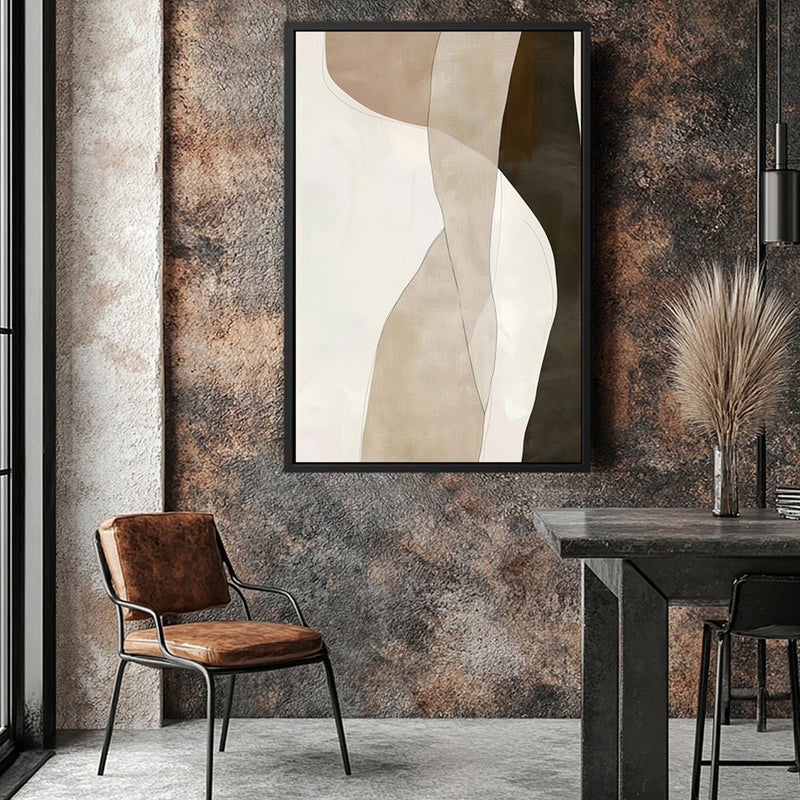 Canvas Wall Art Stretched Over Wooden Frame with Floating Frame and Desert Abstract Painting CV4148 - Al Rugaib Furniture
