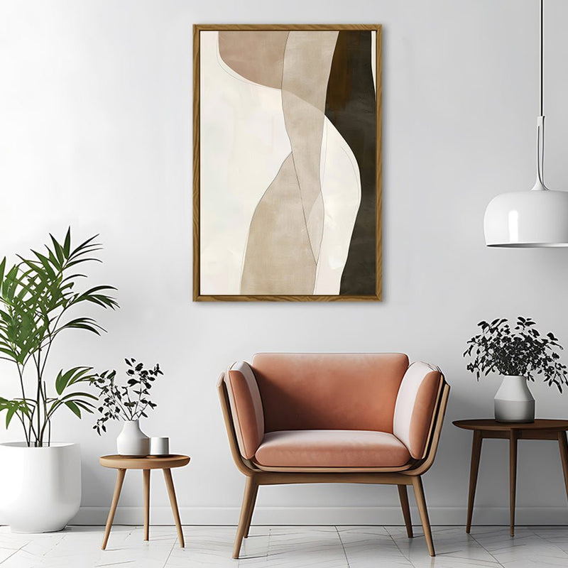 Canvas Wall Art Stretched Over Wooden Frame with Floating Frame and Desert Abstract Painting CV4148 - Al Rugaib Furniture