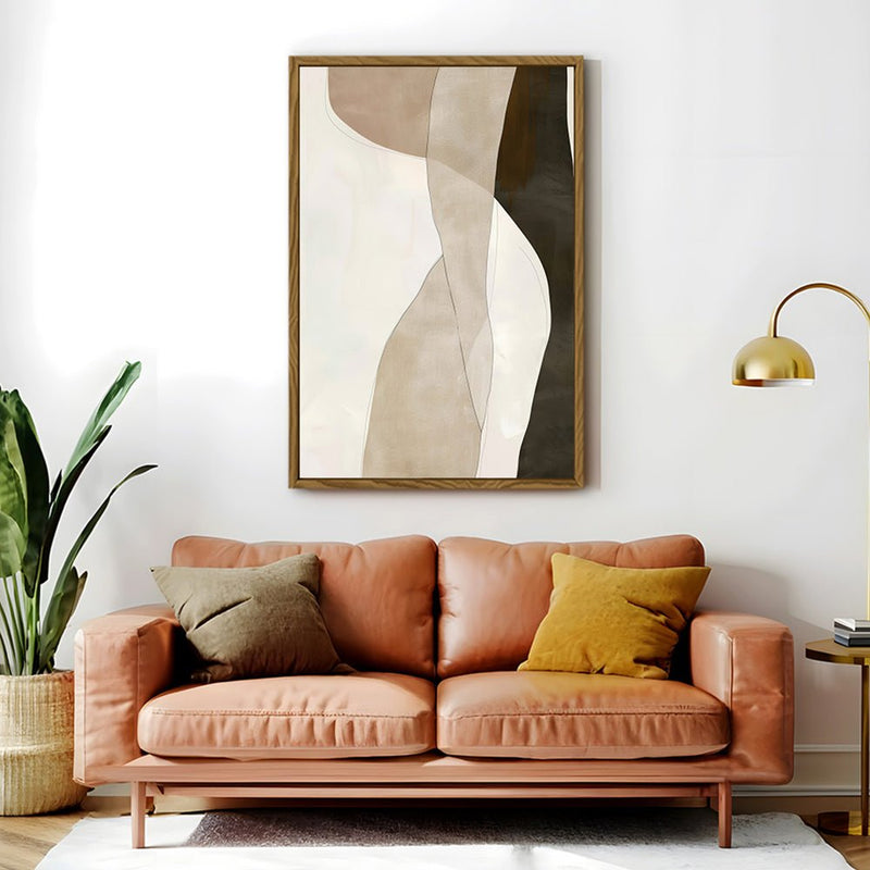 Canvas Wall Art Stretched Over Wooden Frame with Floating Frame and Desert Abstract Painting CV4148 - Al Rugaib Furniture