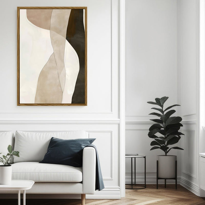 Canvas Wall Art Stretched Over Wooden Frame with Floating Frame and Desert Abstract Painting CV4148 - Al Rugaib Furniture