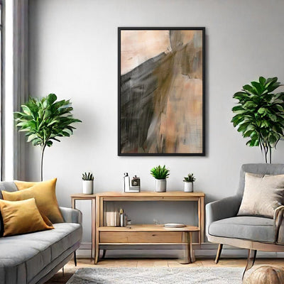 Canvas Wall Art Stretched Over Wooden Frame with Floating Frame and Dust Abstract Painting CV4149 - Al Rugaib Furniture