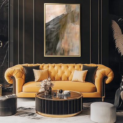 Canvas Wall Art Stretched Over Wooden Frame with Floating Frame and Dust Abstract Painting CV4149 - Al Rugaib Furniture