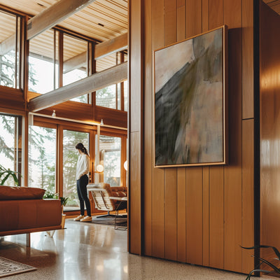 Canvas Wall Art Stretched Over Wooden Frame with Floating Frame and Dust Abstract Painting CV4149 - Al Rugaib Furniture