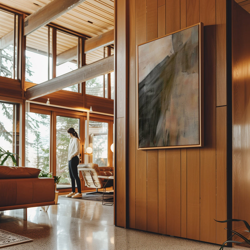 Canvas Wall Art Stretched Over Wooden Frame with Floating Frame and Dust Abstract Painting CV4149 - Al Rugaib Furniture