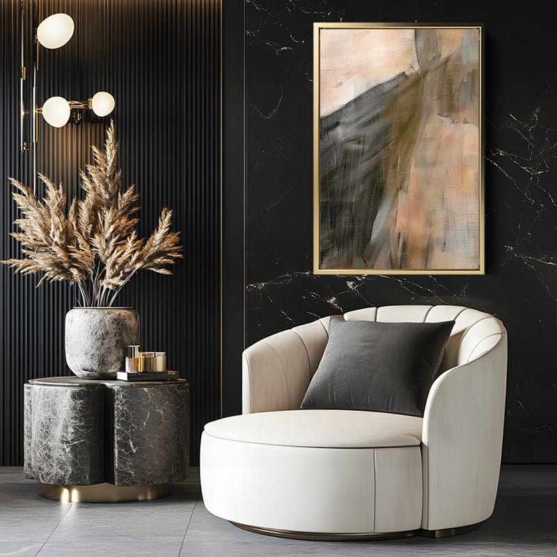 Canvas Wall Art Stretched Over Wooden Frame with Floating Frame and Dust Abstract Painting CV4149 - Al Rugaib Furniture