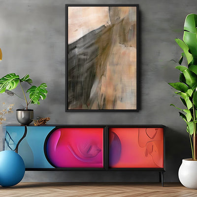 Canvas Wall Art Stretched Over Wooden Frame with Floating Frame and Dust Abstract Painting CV4149 - Al Rugaib Furniture