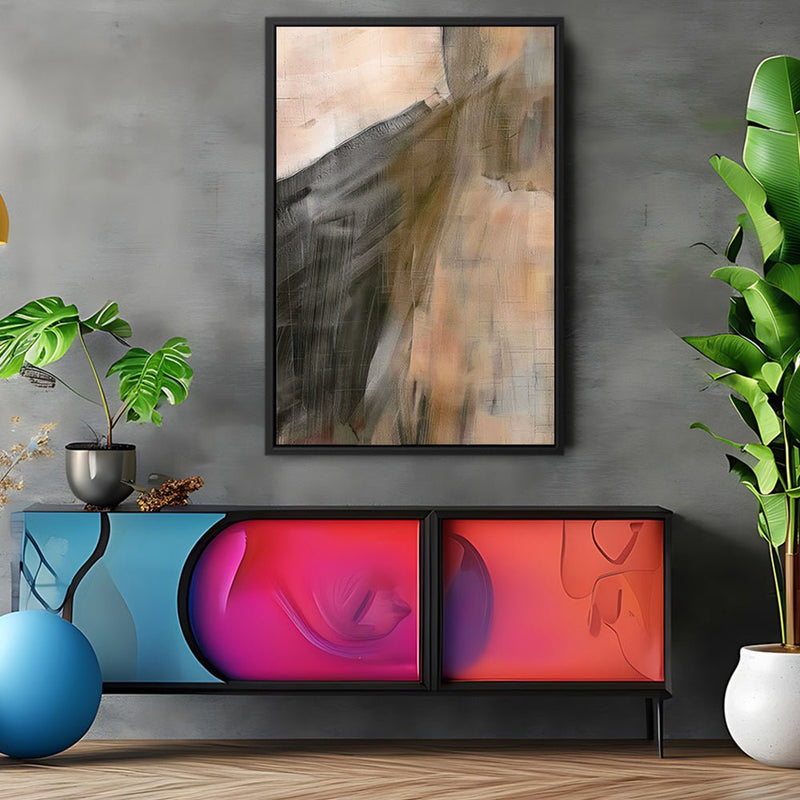 Canvas Wall Art Stretched Over Wooden Frame with Floating Frame and Dust Abstract Painting CV4149 - Al Rugaib Furniture