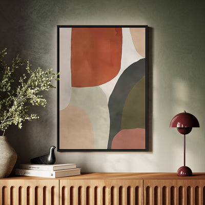 Canvas Wall Art Stretched Over Wooden Frame with Floating Frame and Earth Tones Abstract Painting CV4150 - Al Rugaib Furniture
