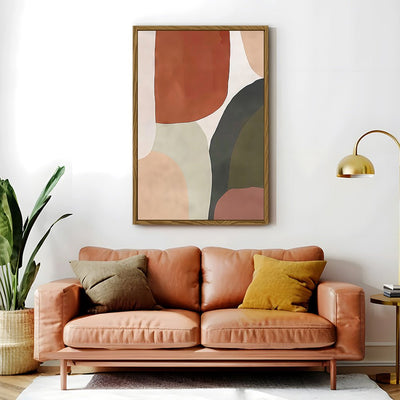 Canvas Wall Art Stretched Over Wooden Frame with Floating Frame and Earth Tones Abstract Painting CV4150 - Al Rugaib Furniture