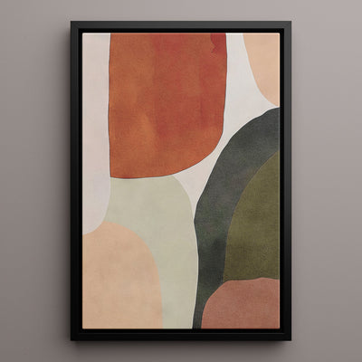 Canvas Wall Art Stretched Over Wooden Frame with Floating Frame and Earth Tones Abstract Painting CV4150 - Al Rugaib Furniture