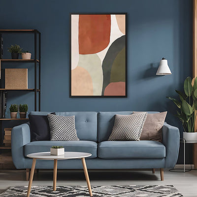 Canvas Wall Art Stretched Over Wooden Frame with Floating Frame and Earth Tones Abstract Painting CV4150 - Al Rugaib Furniture