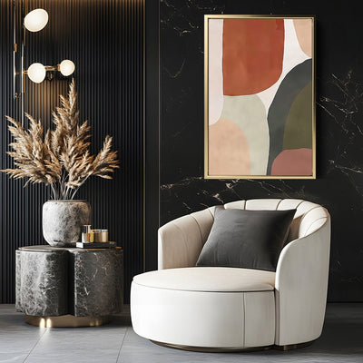 Canvas Wall Art Stretched Over Wooden Frame with Floating Frame and Earth Tones Abstract Painting CV4150 - Al Rugaib Furniture