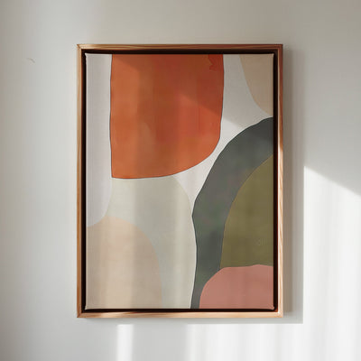 Canvas Wall Art Stretched Over Wooden Frame with Floating Frame and Earth Tones Abstract Painting CV4150 - Al Rugaib Furniture