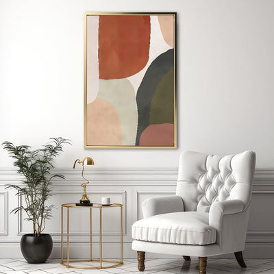 Canvas Wall Art Stretched Over Wooden Frame with Floating Frame and Earth Tones Abstract Painting CV4150 - Al Rugaib Furniture
