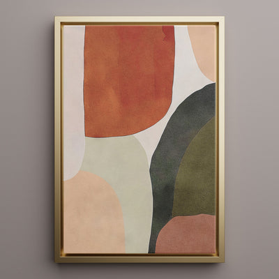 Canvas Wall Art Stretched Over Wooden Frame with Floating Frame and Earth Tones Abstract Painting CV4150 - Al Rugaib Furniture