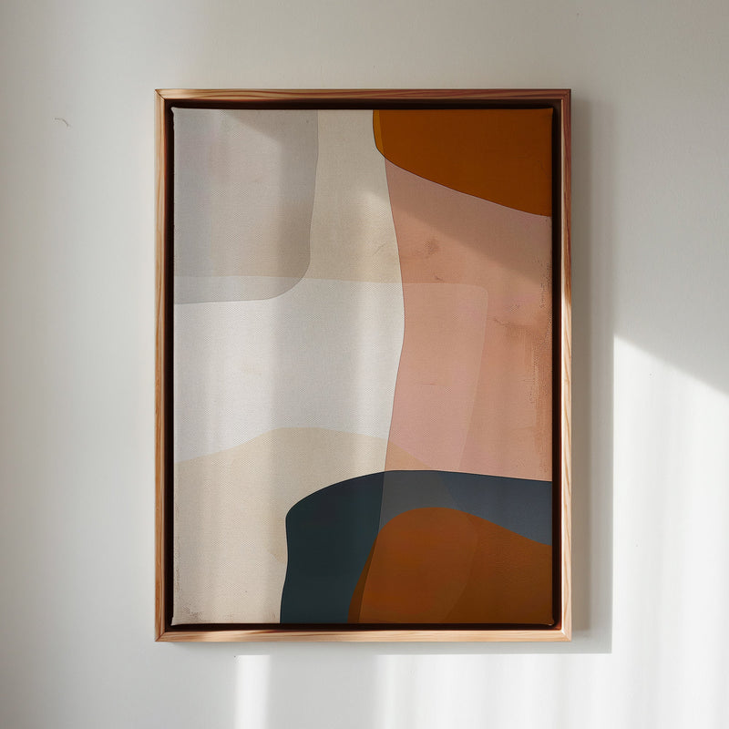 Canvas Wall Art Stretched Over Wooden Frame with Floating Frame and Earth Tones Abstract Painting CV4151 - Al Rugaib Furniture