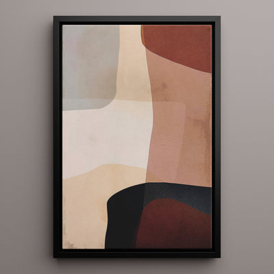Canvas Wall Art Stretched Over Wooden Frame with Floating Frame and Earth Tones Abstract Painting CV4151 - Al Rugaib Furniture