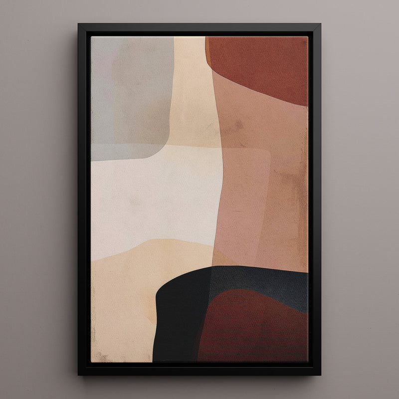 Canvas Wall Art Stretched Over Wooden Frame with Floating Frame and Earth Tones Abstract Painting CV4151 - Al Rugaib Furniture