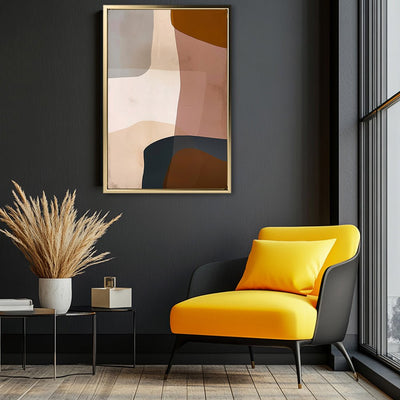 Canvas Wall Art Stretched Over Wooden Frame with Floating Frame and Earth Tones Abstract Painting CV4151 - Al Rugaib Furniture