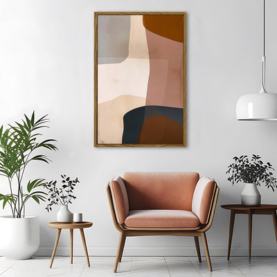 Canvas Wall Art Stretched Over Wooden Frame with Floating Frame and Earth Tones Abstract Painting CV4151 - Al Rugaib Furniture