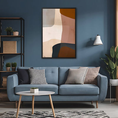 Canvas Wall Art Stretched Over Wooden Frame with Floating Frame and Earth Tones Abstract Painting CV4151 - Al Rugaib Furniture