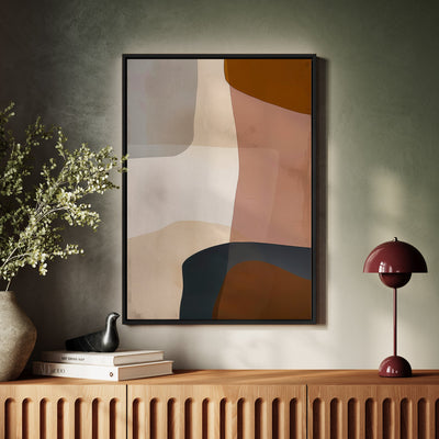 Canvas Wall Art Stretched Over Wooden Frame with Floating Frame and Earth Tones Abstract Painting CV4151 - Al Rugaib Furniture