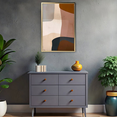 Canvas Wall Art Stretched Over Wooden Frame with Floating Frame and Earth Tones Abstract Painting CV4151 - Al Rugaib Furniture