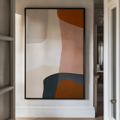 Canvas Wall Art Stretched Over Wooden Frame with Floating Frame and Earth Tones Abstract Painting CV4151 - Al Rugaib Furniture