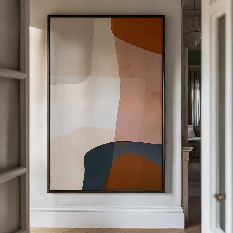 Canvas Wall Art Stretched Over Wooden Frame with Floating Frame and Earth Tones Abstract Painting CV4151 - Al Rugaib Furniture