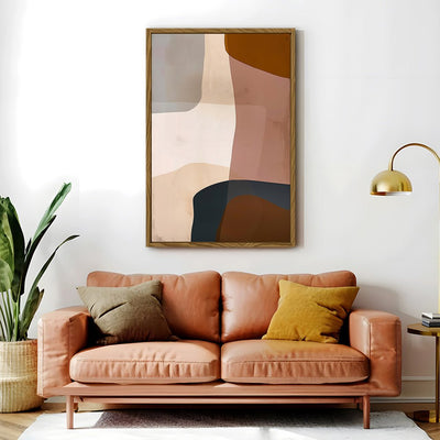 Canvas Wall Art Stretched Over Wooden Frame with Floating Frame and Earth Tones Abstract Painting CV4151 - Al Rugaib Furniture