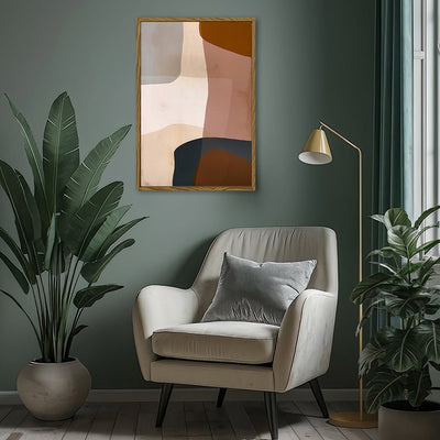 Canvas Wall Art Stretched Over Wooden Frame with Floating Frame and Earth Tones Abstract Painting CV4151 - Al Rugaib Furniture