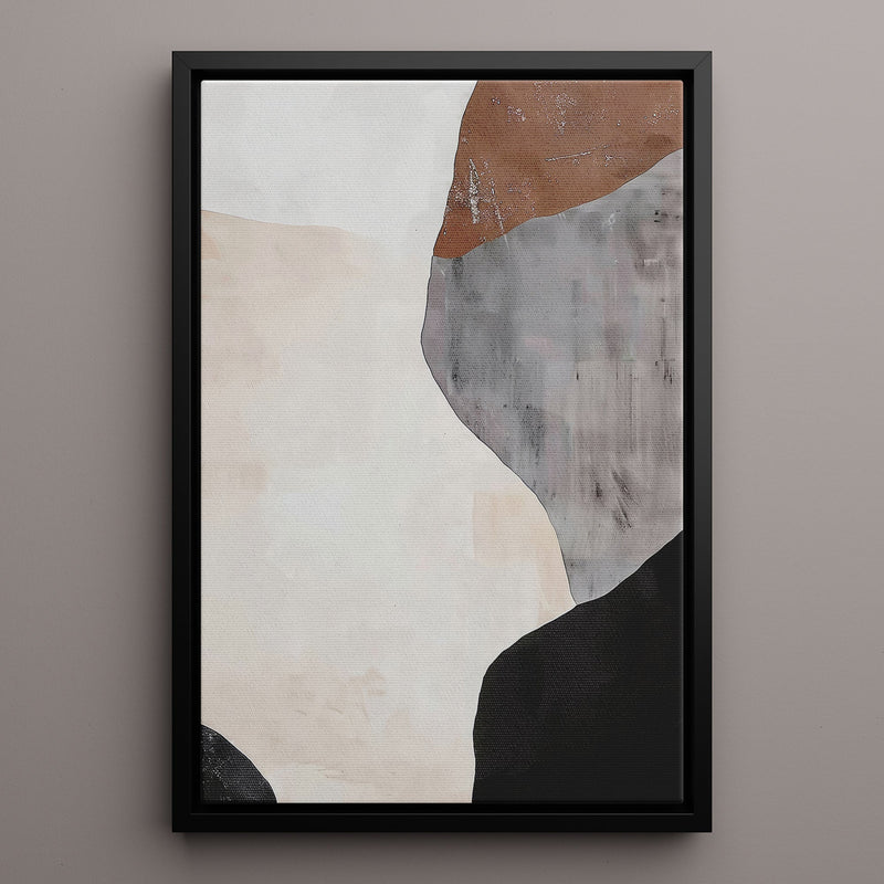 Canvas Wall Art Stretched Over Wooden Frame with Floating Frame and Earth Tones Abstract Painting CV4152 - Al Rugaib Furniture