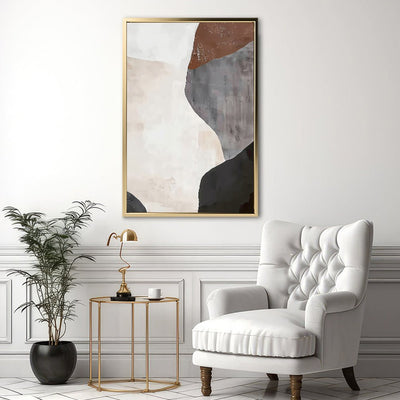Canvas Wall Art Stretched Over Wooden Frame with Floating Frame and Earth Tones Abstract Painting CV4152 - Al Rugaib Furniture