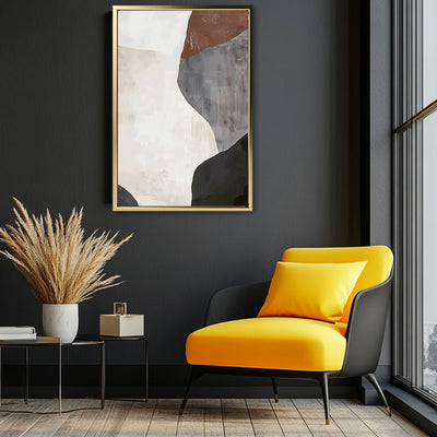 Canvas Wall Art Stretched Over Wooden Frame with Floating Frame and Earth Tones Abstract Painting CV4152 - Al Rugaib Furniture