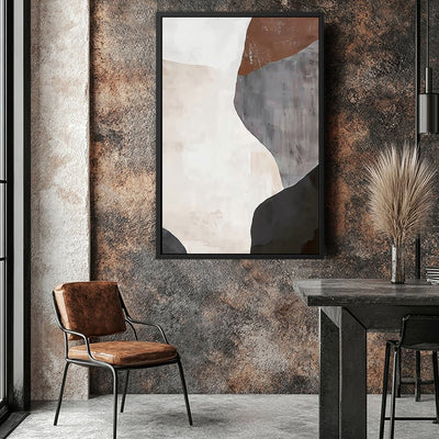 Canvas Wall Art Stretched Over Wooden Frame with Floating Frame and Earth Tones Abstract Painting CV4152 - Al Rugaib Furniture