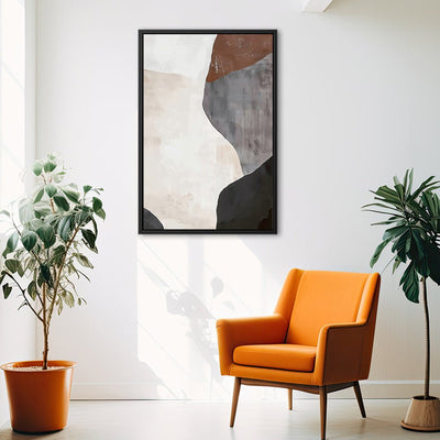 Canvas Wall Art Stretched Over Wooden Frame with Floating Frame and Earth Tones Abstract Painting CV4152 - Al Rugaib Furniture