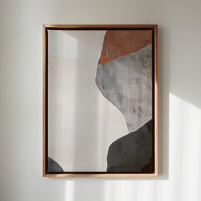 Canvas Wall Art Stretched Over Wooden Frame with Floating Frame and Earth Tones Abstract Painting CV4152 - Al Rugaib Furniture