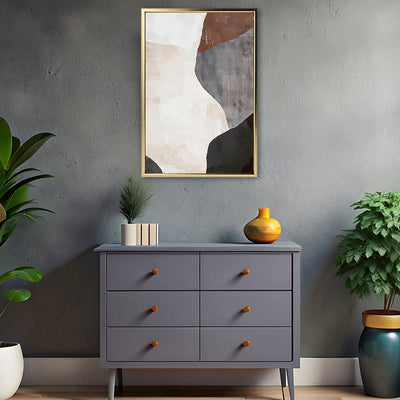 Canvas Wall Art Stretched Over Wooden Frame with Floating Frame and Earth Tones Abstract Painting CV4152 - Al Rugaib Furniture