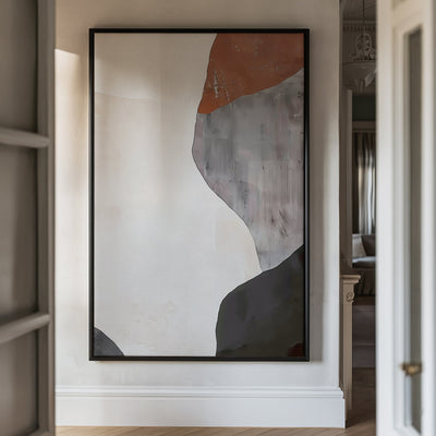 Canvas Wall Art Stretched Over Wooden Frame with Floating Frame and Earth Tones Abstract Painting CV4152 - Al Rugaib Furniture