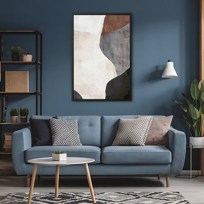 Canvas Wall Art Stretched Over Wooden Frame with Floating Frame and Earth Tones Abstract Painting CV4152 - Al Rugaib Furniture