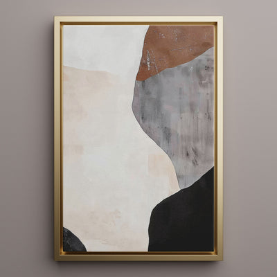 Canvas Wall Art Stretched Over Wooden Frame with Floating Frame and Earth Tones Abstract Painting CV4152 - Al Rugaib Furniture