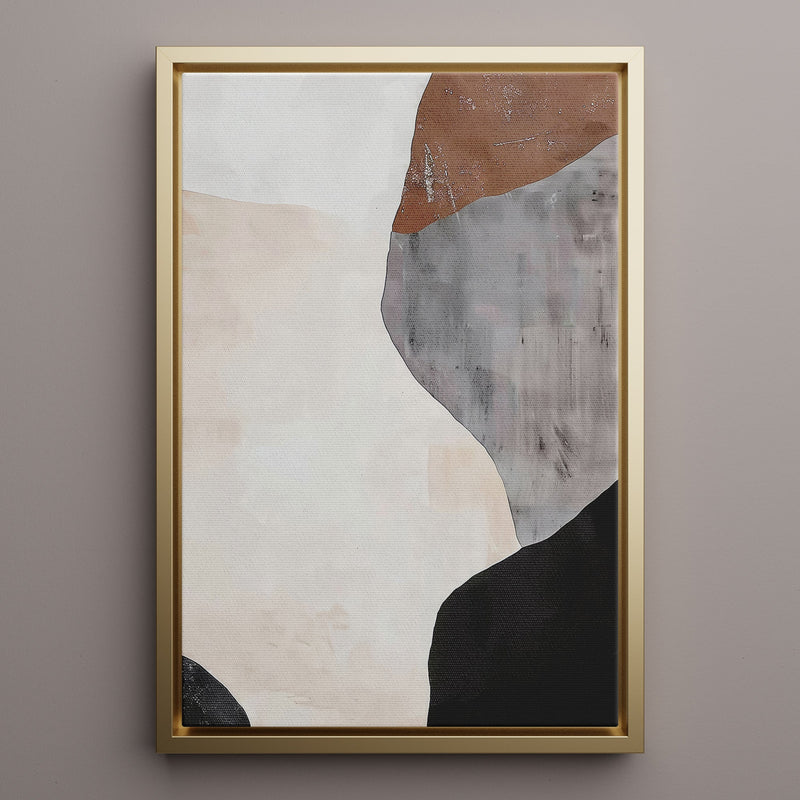 Canvas Wall Art Stretched Over Wooden Frame with Floating Frame and Earth Tones Abstract Painting CV4152 - Al Rugaib Furniture