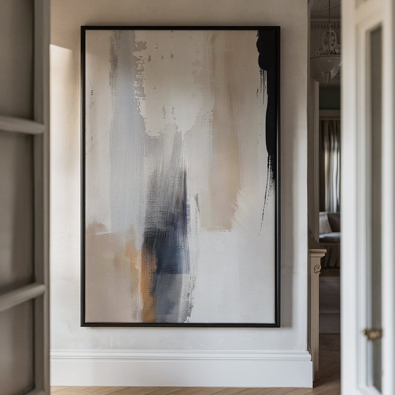 Canvas Wall Art Stretched Over Wooden Frame with Floating Frame and Earth Tones Abstract Painting CV4153 - Al Rugaib Furniture