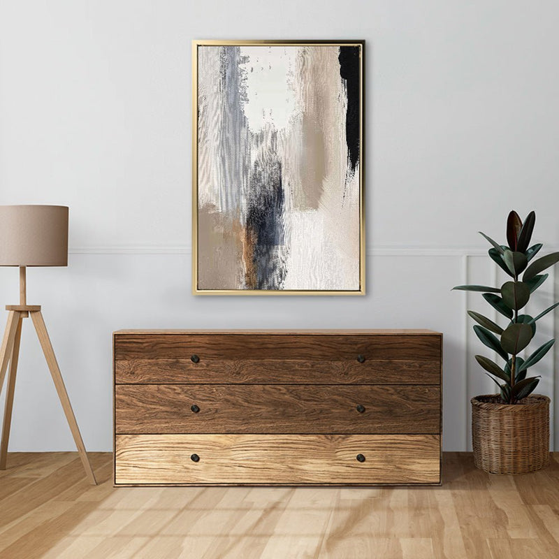 Canvas Wall Art Stretched Over Wooden Frame with Floating Frame and Earth Tones Abstract Painting CV4153 - Al Rugaib Furniture
