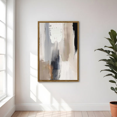 Canvas Wall Art Stretched Over Wooden Frame with Floating Frame and Earth Tones Abstract Painting CV4153 - Al Rugaib Furniture