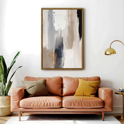 Canvas Wall Art Stretched Over Wooden Frame with Floating Frame and Earth Tones Abstract Painting CV4153 - Al Rugaib Furniture