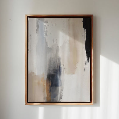 Canvas Wall Art Stretched Over Wooden Frame with Floating Frame and Earth Tones Abstract Painting CV4153 - Al Rugaib Furniture