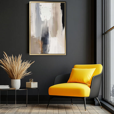 Canvas Wall Art Stretched Over Wooden Frame with Floating Frame and Earth Tones Abstract Painting CV4153 - Al Rugaib Furniture