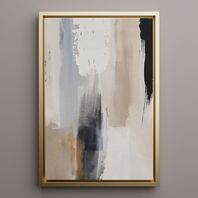 Canvas Wall Art Stretched Over Wooden Frame with Floating Frame and Earth Tones Abstract Painting CV4153 - Al Rugaib Furniture