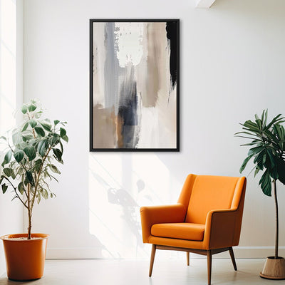 Canvas Wall Art Stretched Over Wooden Frame with Floating Frame and Earth Tones Abstract Painting CV4153 - Al Rugaib Furniture